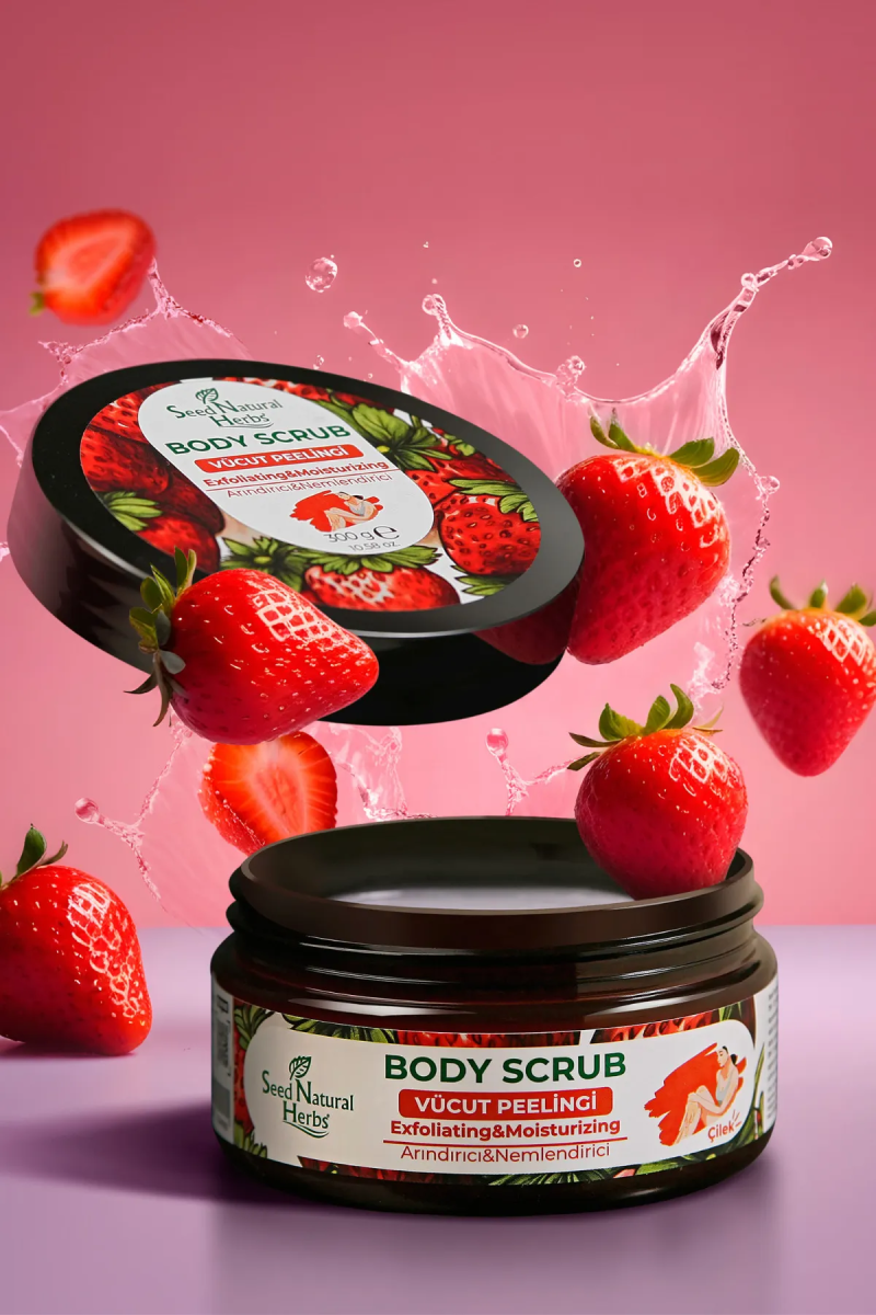 Seed Natural Herbs Nemlendirici Besleyici Arındırıcı Vücut Peelingi Çilek Aromalı 300 gr
