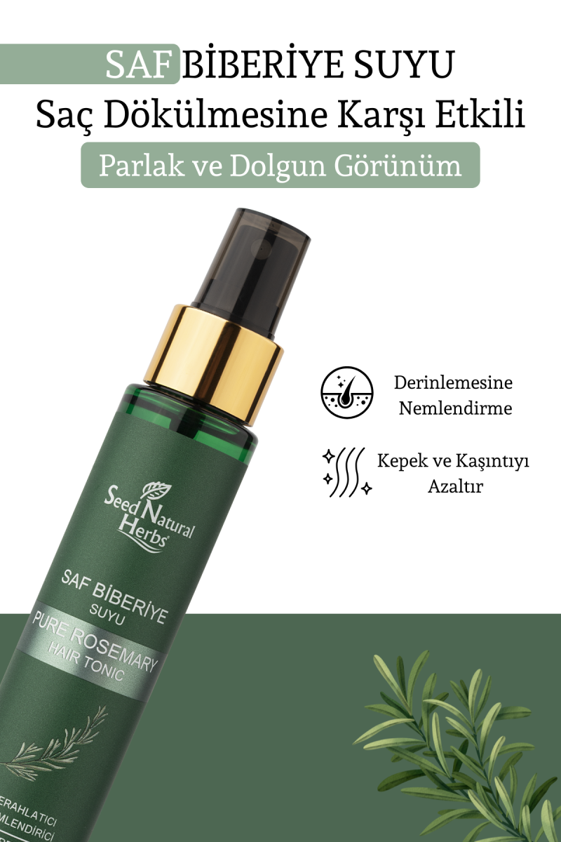 Seed Natural Herbs Biberiye Suyu Dökülme Karşıtı ve Hızlı Saç Uzatma Etkili Saf Saç Toniği 100 ml