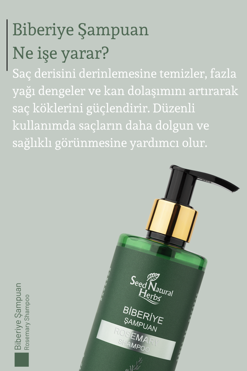Seed Natural Herbs Biberiye Şampuanı Dökülme Karşıtı ve Hızlı Uzamaya Yardımcı Keratin Özlü 250 ml