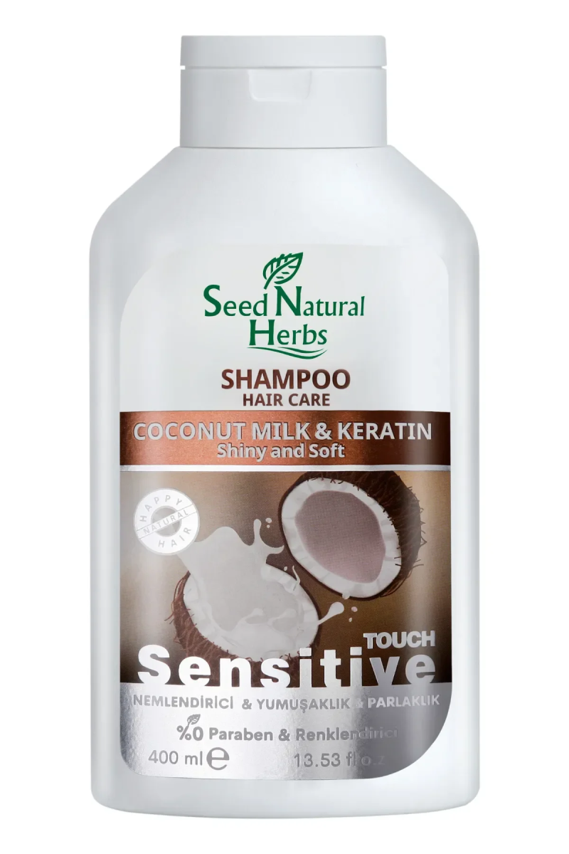 Seed Natural Herbs Hindistan Cevizi & Keratin Şampuan Boyalı - Röfleli - Yıpranmış Saçlara İçin 400 ML