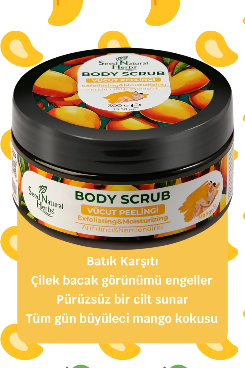 Seed Natural Herbs Nemlendirici Besleyici Arındırıcı Vücut Peelingi Mango Aromalı 300 gr